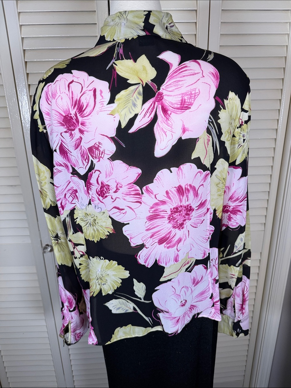 Linda Allard Ellen Tracy Vintage 90s Silk Floral Blouse Size 18 Perfect - Picture 5 of 5